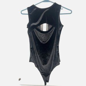 Pretty Little Thing Velvet Black Cut-Out Bodysuit (Tags still on)